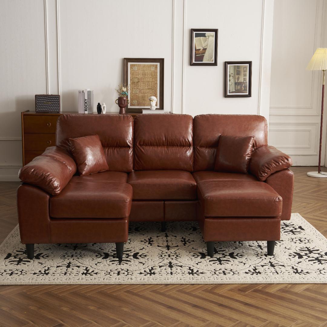 PU ソファ ソファーセット 5人掛け 2-5人掛け L字 クッション付 肘付き