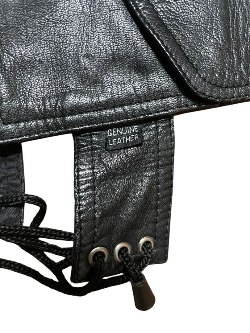 【珍品】 vintage unknown レザーベスト ハーネス ジレ 4つポケ