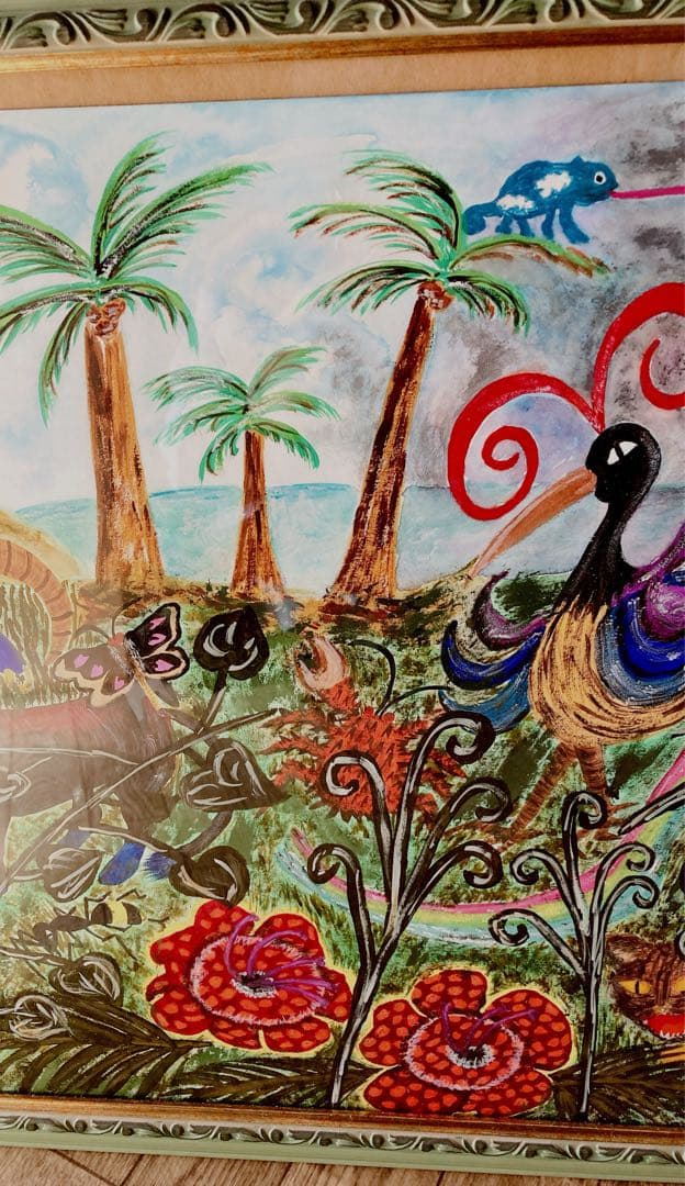 絵画 インテリア 水彩画 アート 額付き 題名『葛藤する陽鬱』