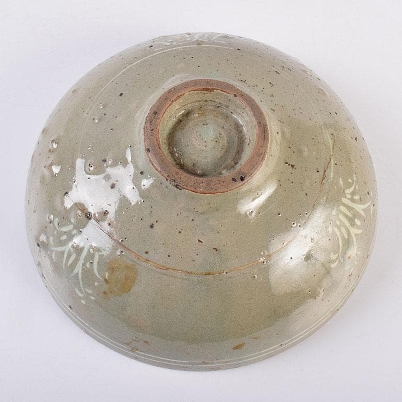 朝鮮美術　李朝　高麗青磁　象嵌花文碗　金継ぎ直し　V　R8968