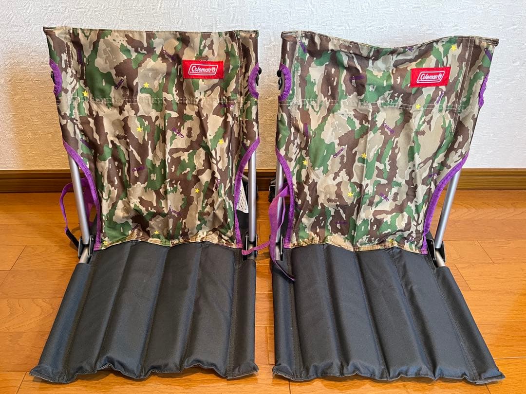 美品 Coleman アウトドア迷彩柄 コンパクトグランドチェア2脚セット
