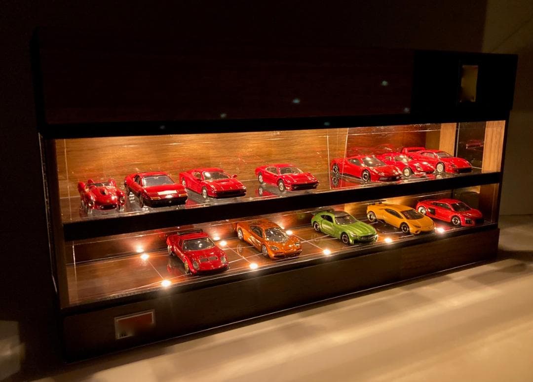 1/64展示20台可能・ウォールナット＆オーク・ディスプレーBOX/ネオジオラマ