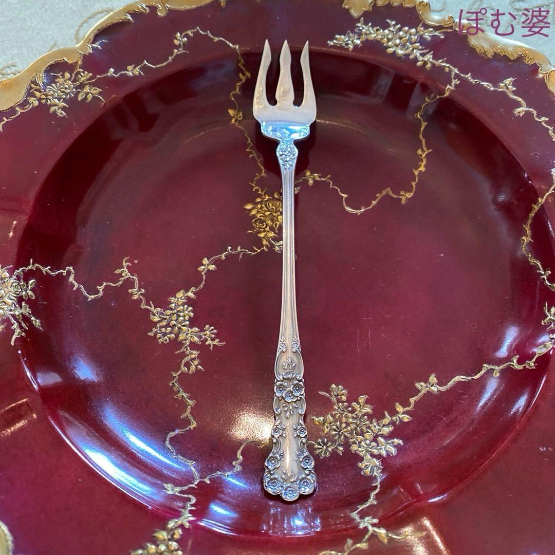 【純銀カトラリー／２点】①米国／フォーク②フランス／アイスクリームスプーン