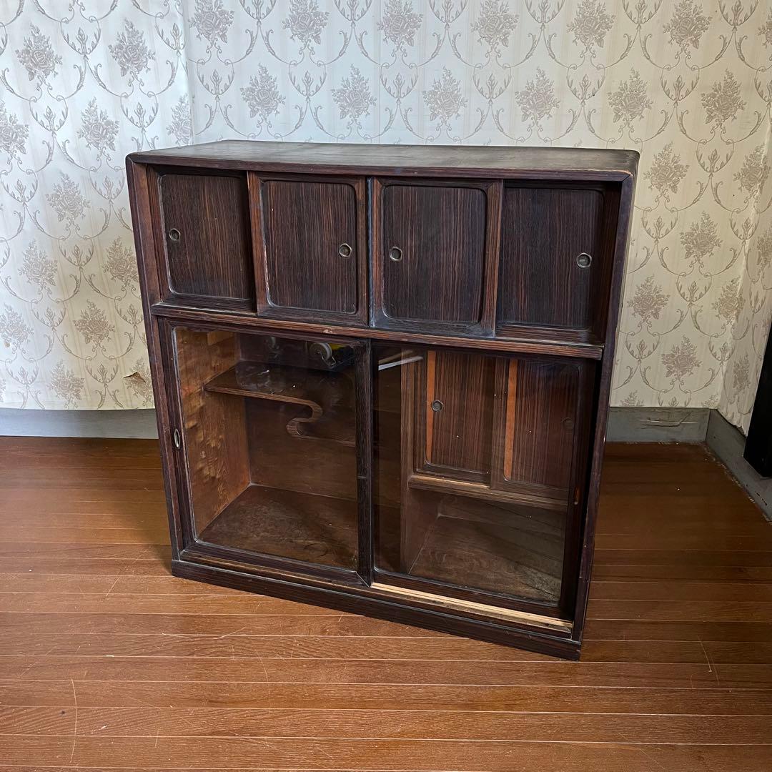 【アンティーク】木製 天然木 茶棚 茶箪笥 水屋箪笥 飾り棚 食器棚 時代家具