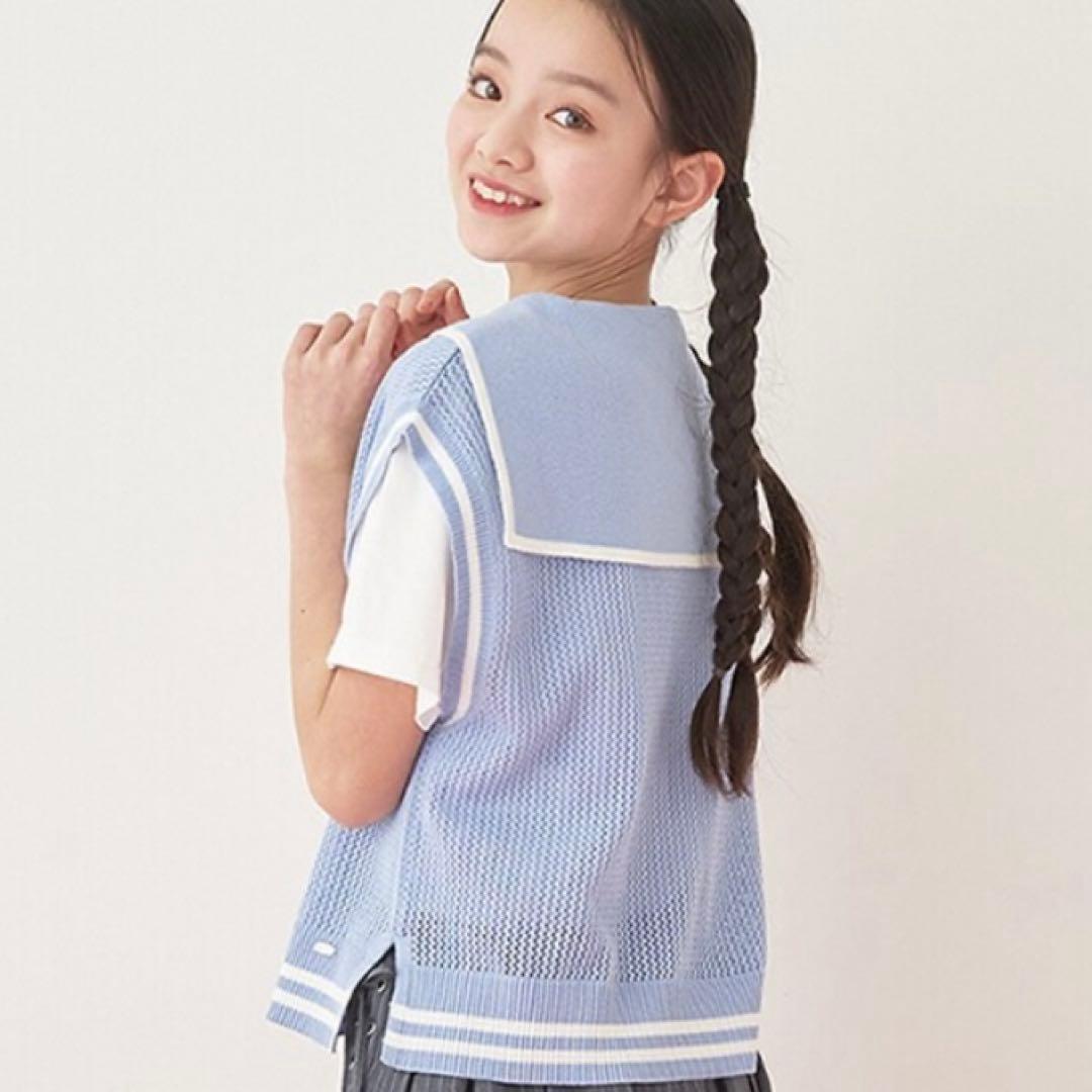 メゾピアノジュニア　メッシュセーラーベスト＆Tシャツセット　140