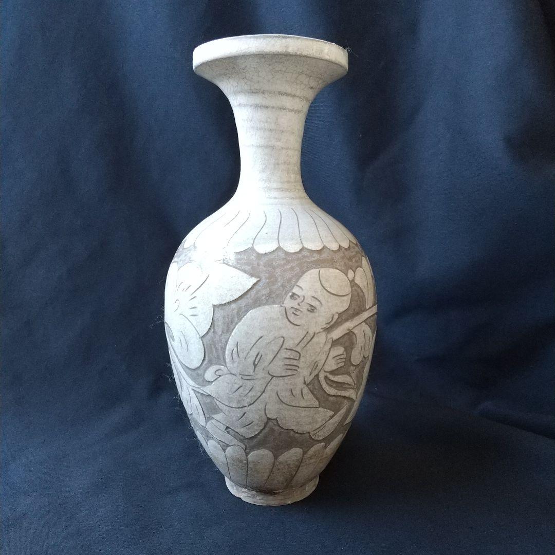 中国 北宋 磁州窯 甁 美術館級 骨董 茶道具