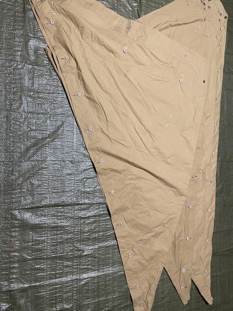 フランス軍　軍幕　ポンチョ 4枚セット　木製ペグ8本　デザート