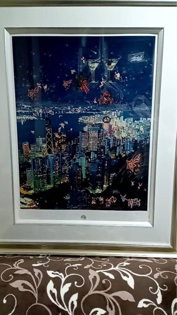 ヒロヤマガタ 慕情 版画 金色フレーム 作品保証書付き