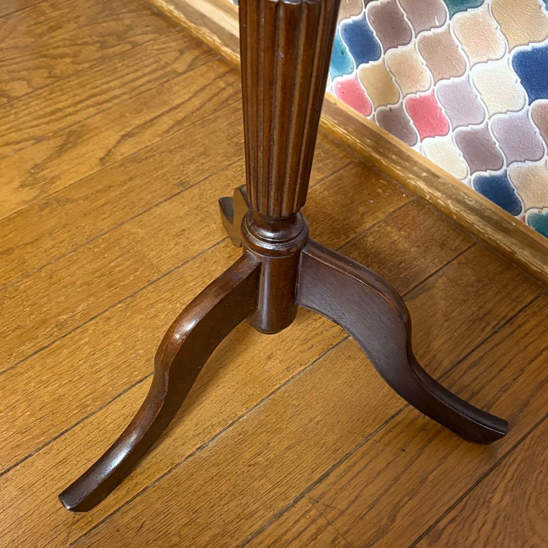 ビンテージ◎木製ラウンドテーブル　サイドテーブル　ミニテーブル　飾り棚　置台