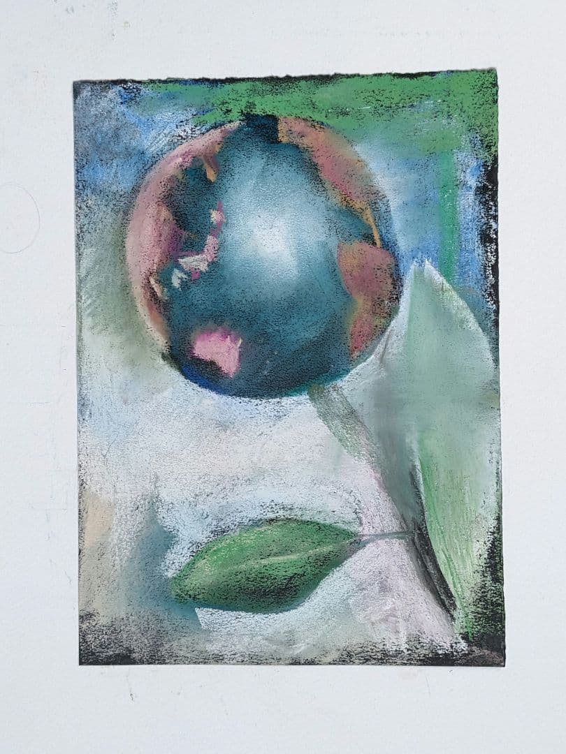 抽象的な果物のパステル画宙花