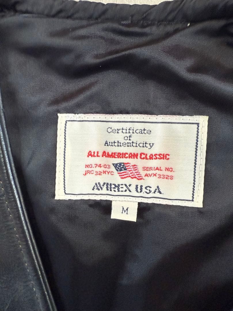 AVIREX USA ブラック革ベスト