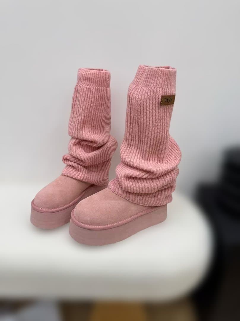 ピンク厚底ブーツ ソックス付き