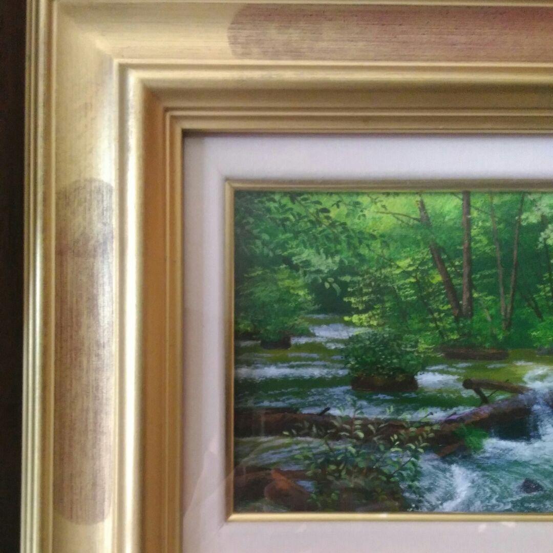 絵画　島根清　奥入瀬三乱の流れ　油絵