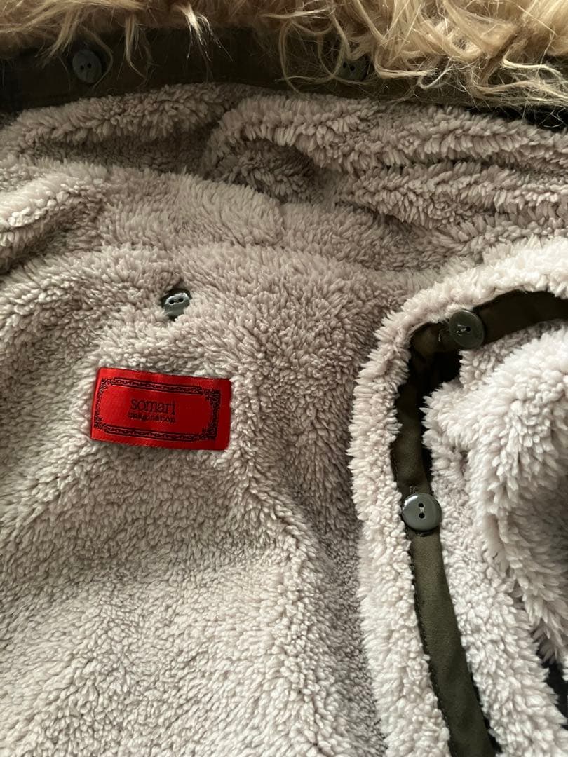 so.mari フェイクファードルマンモッズロングコート カーキ