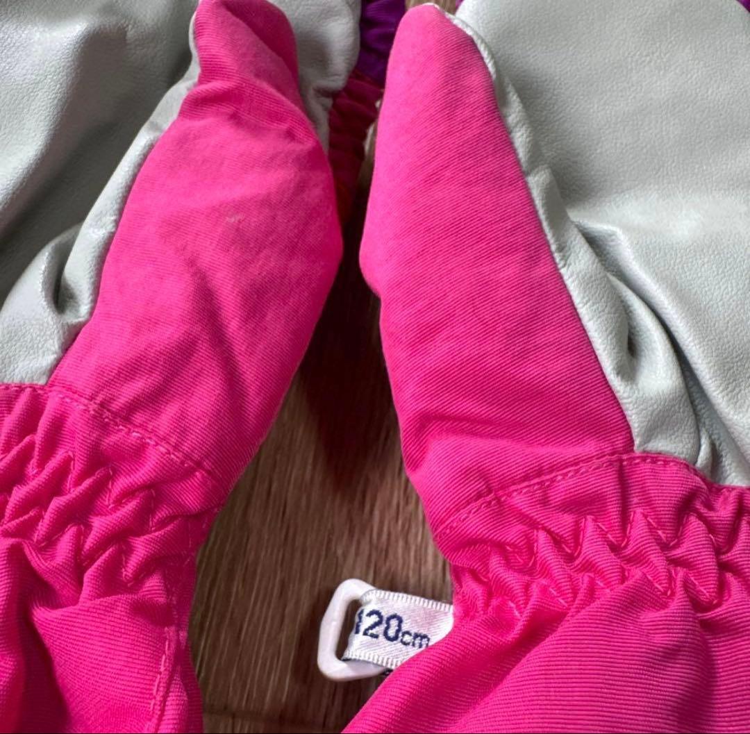 Columbia 子供用フード付きジャケット ピンク/オレンジ　手袋セット