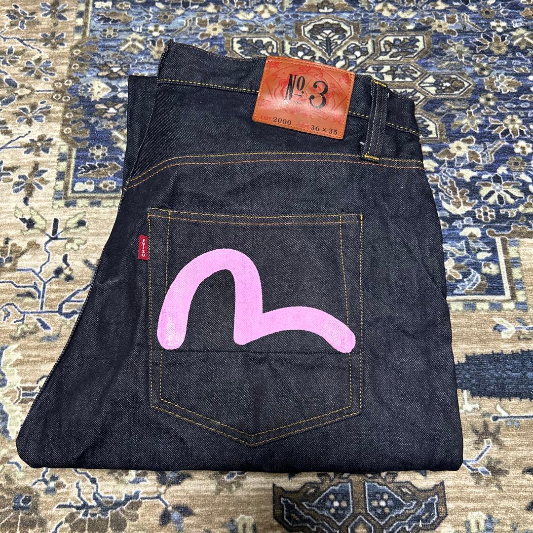 EVIS デニムパンツ ピンクカモメ 36x35 リジット