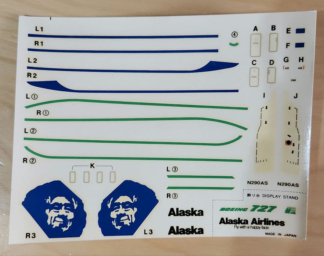 アラスカ航空ボーイング727　1/200　KITNo002/500