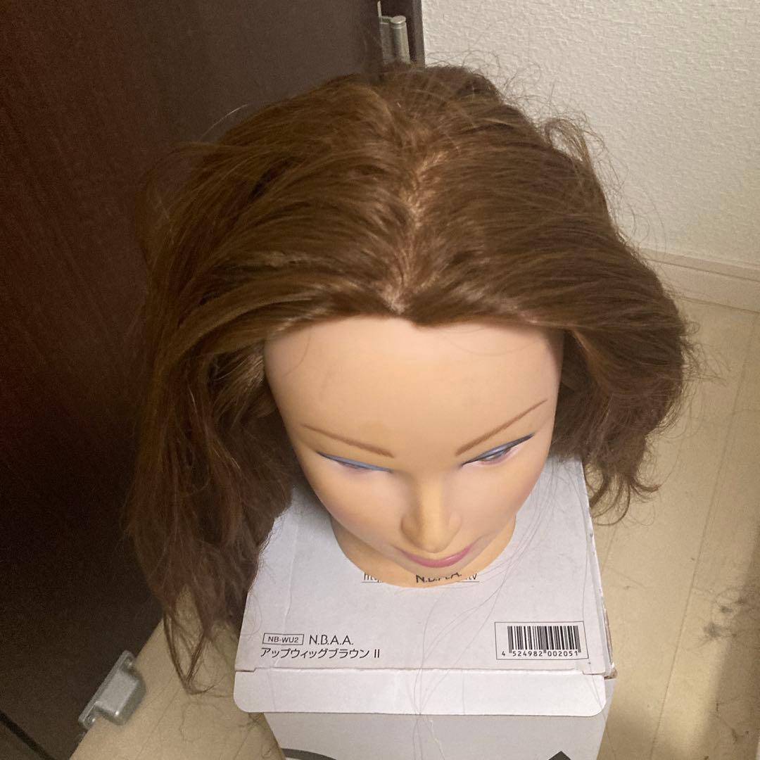 N.B.A.A. ブラウンアップ人毛100% ロングウィッグ