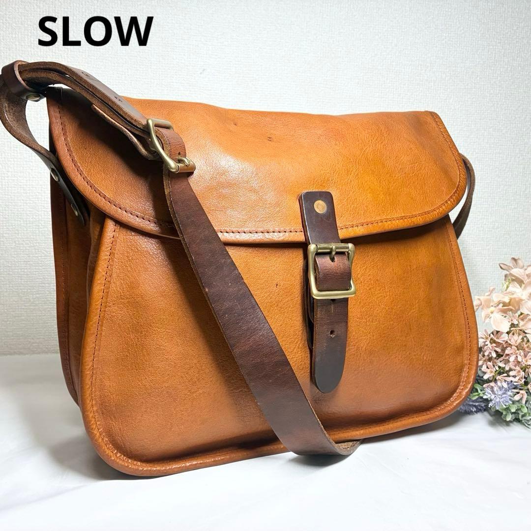 【人気】　スロウ　ルボーノ　ショルダーバッグ　栃木レザー　ヌメ革　キャメル