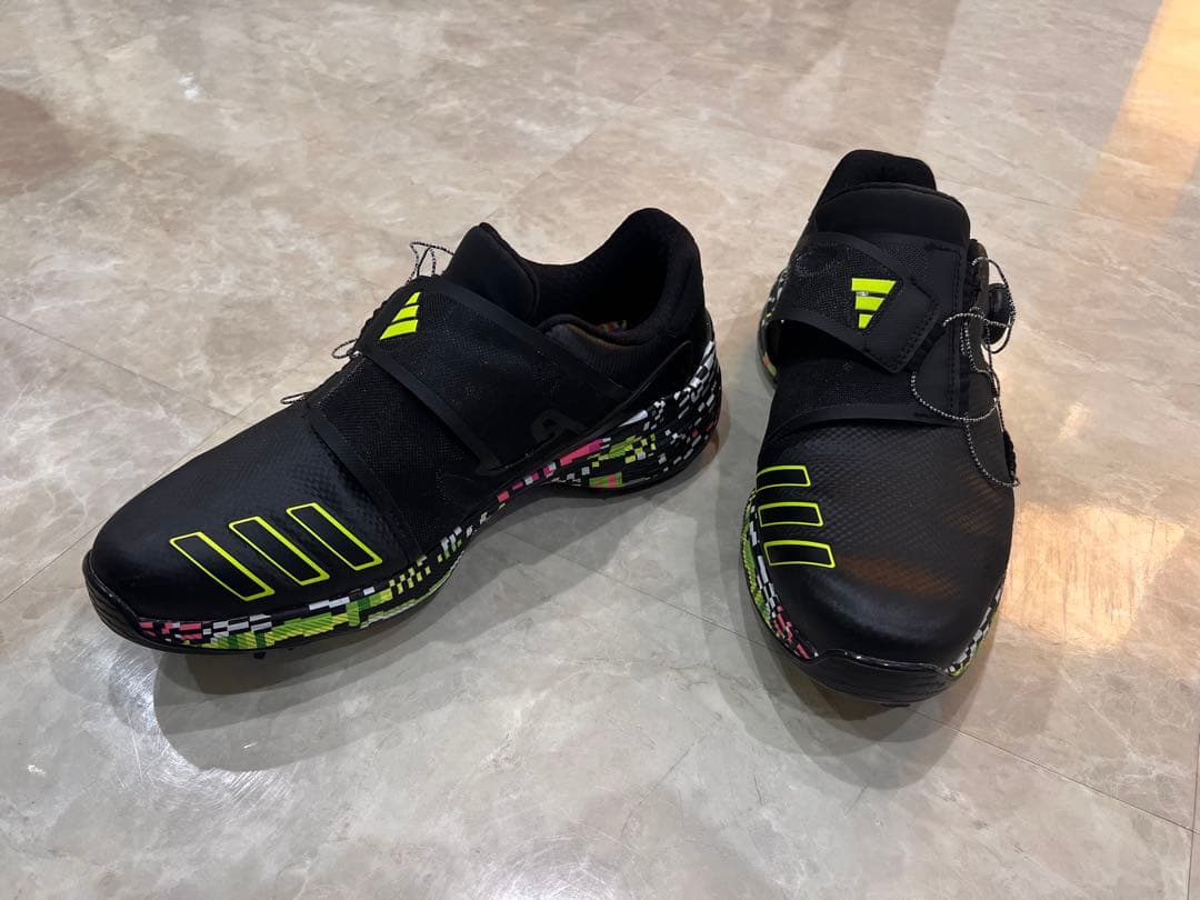 adidas スパイクゴルフシューズ ブラックイエロー 美品 26.5cm ボア
