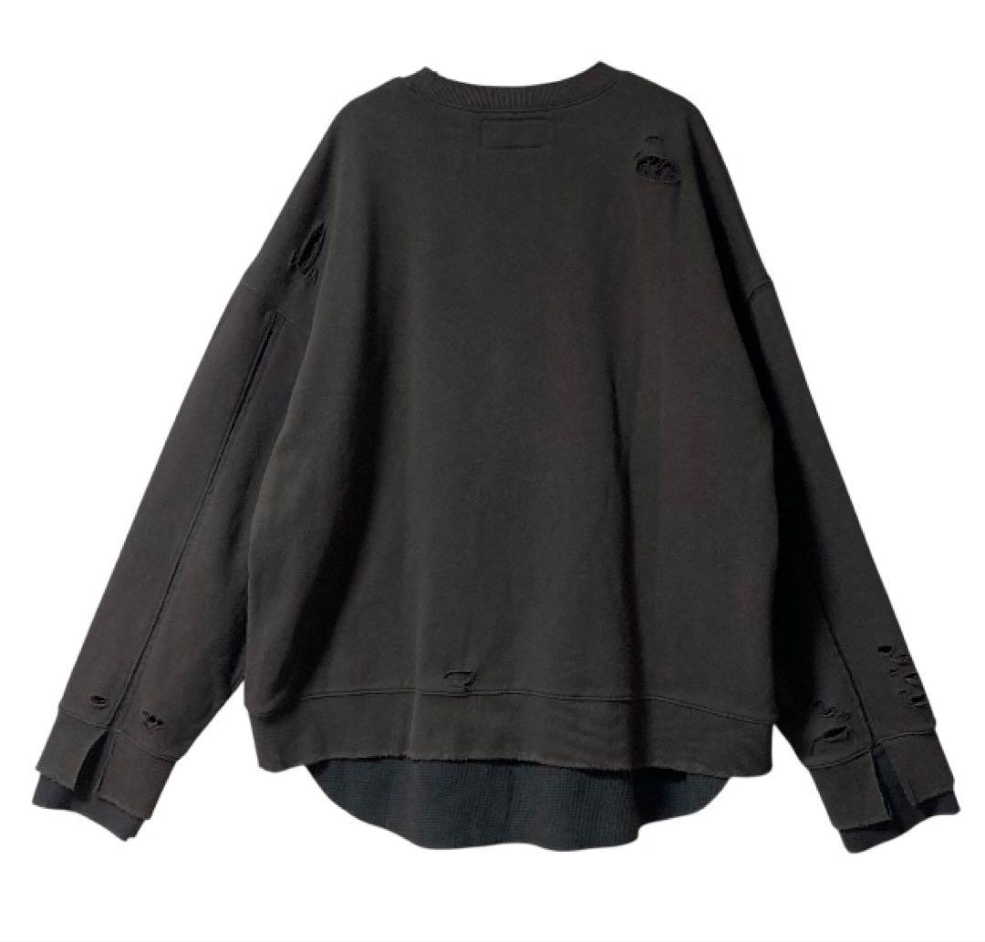 美品‼︎ ADAM PATEK ダメージ加工 スウェット トレーナー ワッフル重着