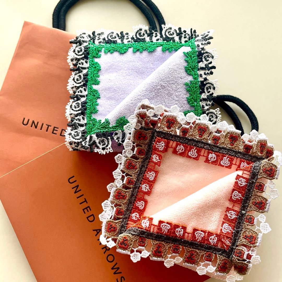 即完売・新品ユナイテッドアローズ別注近沢レースハンカチ温泉猿＆パンダ2枚セット②