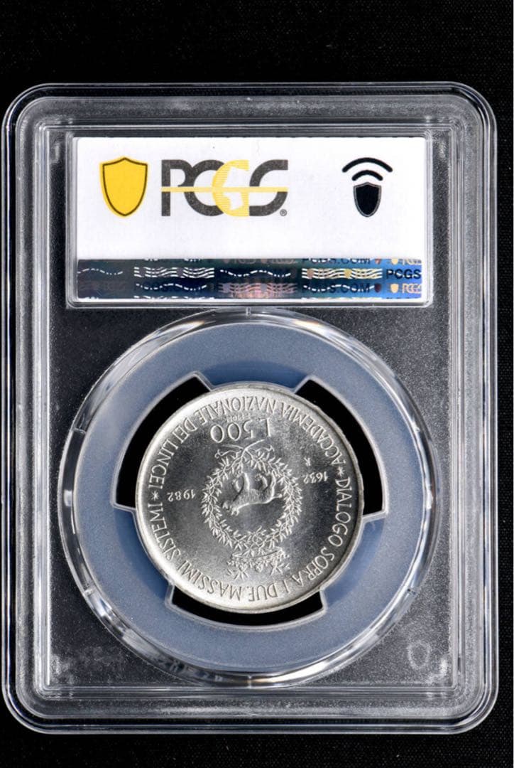 PCGS MS67 イタリア 1982-R 500L銀貨 ガリレオ 高鑑定