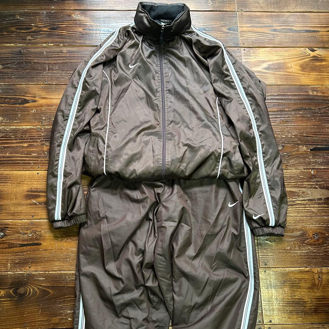 00s ナイキ ナイロン ジャケット パンツ セットアップ 裏地起毛 中綿