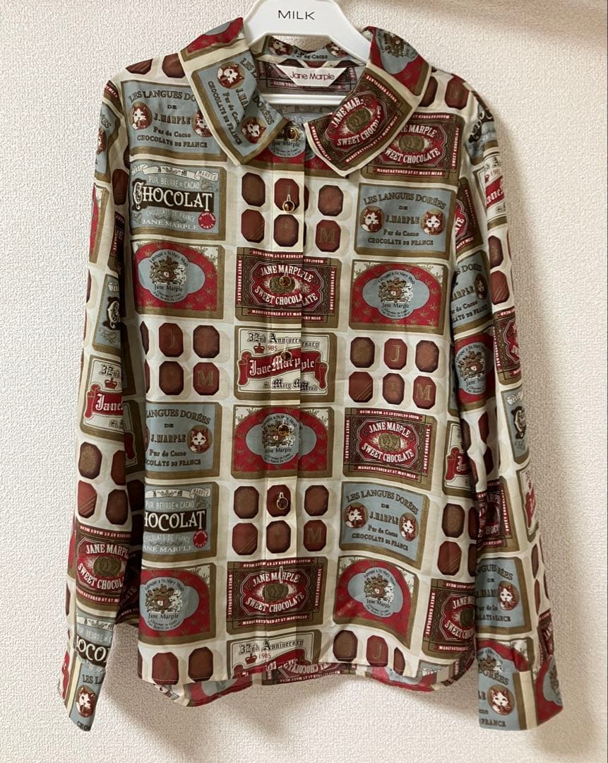 Jane Marple チョコレート 猫 長袖シャツ