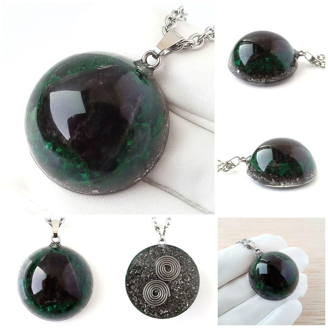 オルゴナイト｜持ち主を悪いものからひたすら守る！｜天然色モリオン×マラカイト