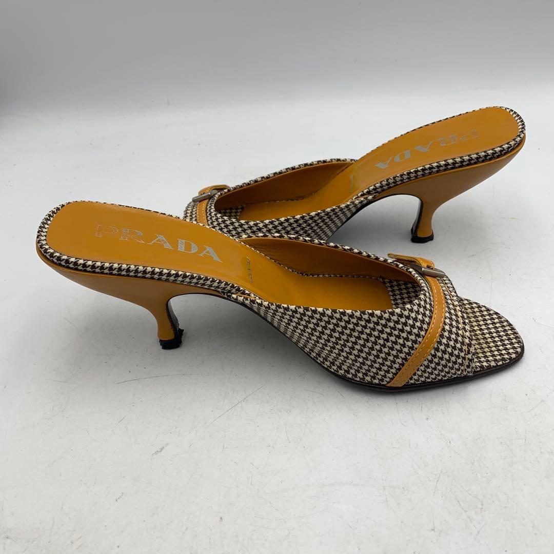 V927 プラダ ミュール 36.5 約23cm 白黒