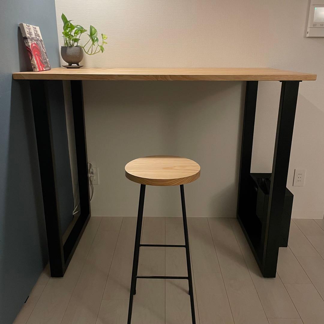 スタンディングデスク × ラバーウッド ナチュラル × Black Steel