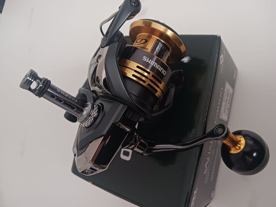 シマノ 22サハラ C3000 ハンドルノブ リールスタンド ラインローラー付