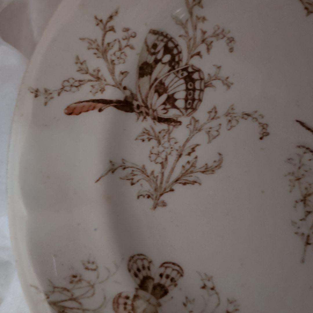 Luneville KG 花リムデザートプレートフランスアンティーク・レア　蝶