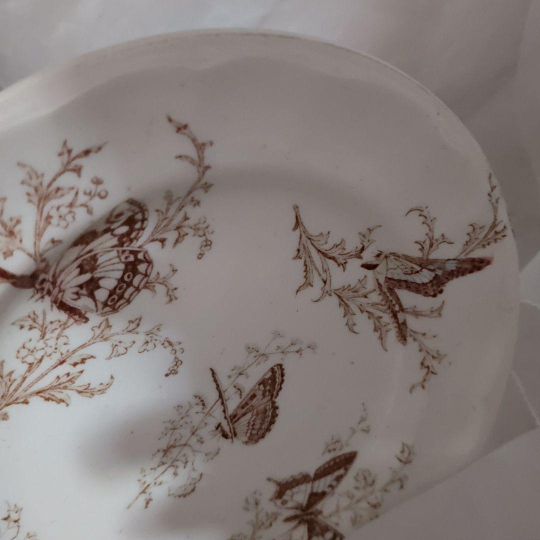 Luneville KG 花リムデザートプレートフランスアンティーク・レア　蝶