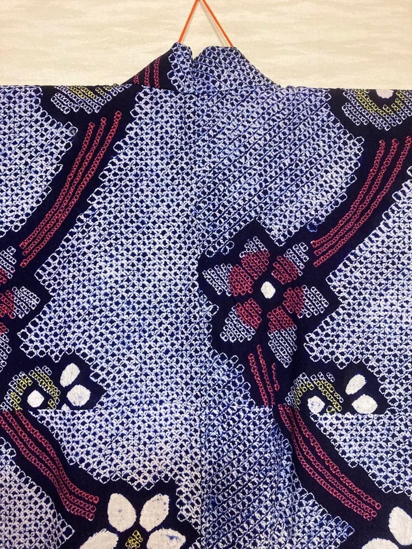 レモン　有松絞り　絞り浴衣　① 大きめ