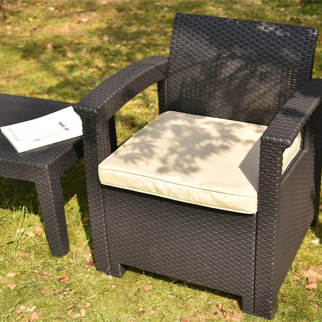 ラタン調 ガーデンファニチャー 3点ガーデンテーブルガーデンチェアー【ベージュ】