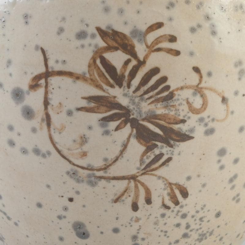 中国　磁州窯　鉄絵　花草文　高麗水指　共箱　V　9891A