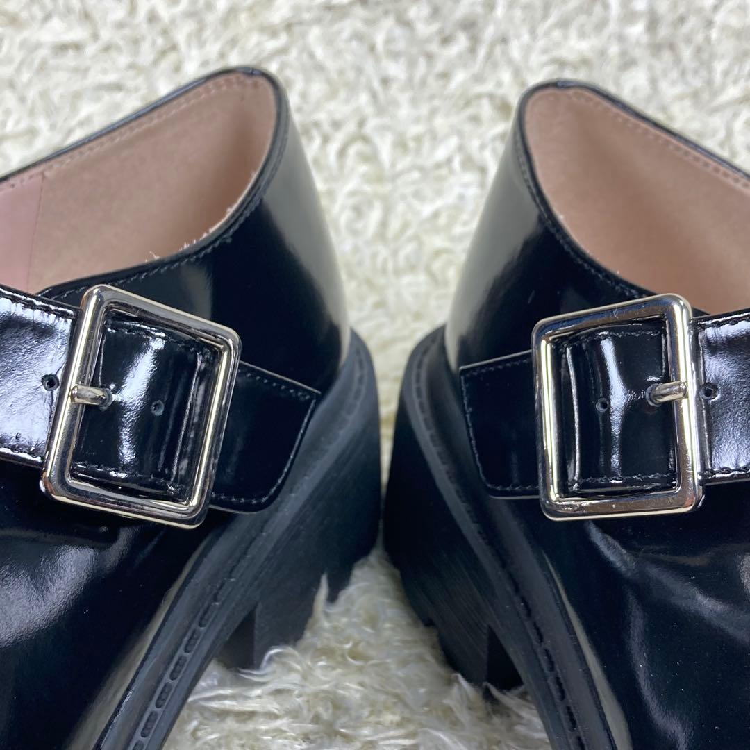 『未使用級』ランバンオンブルー Tストラップ ローファー 厚底　ブラック　24