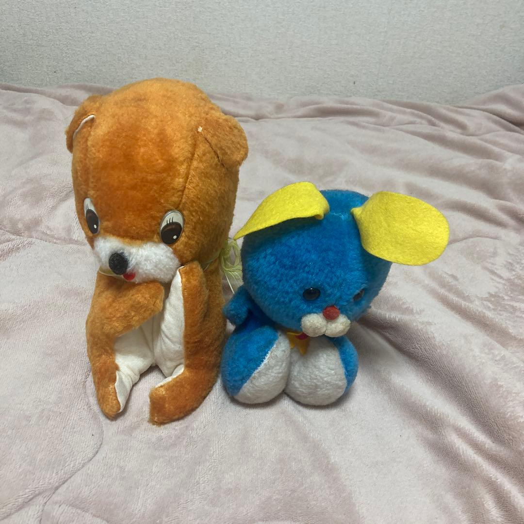 昭和レトロ　ヴィンテージ メーカー名不明　おがくずぬいぐるみ　2コセット　中古