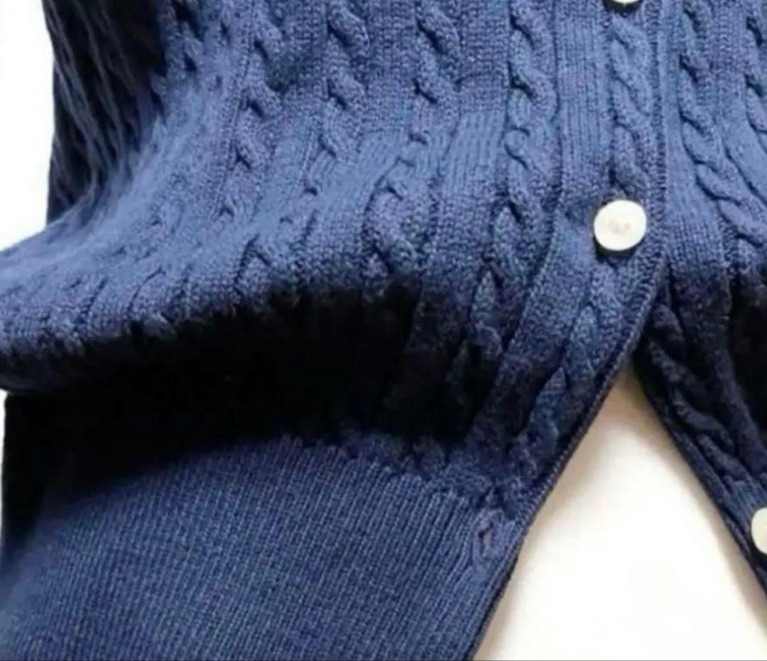 セールPoloポロラルフローレンケーブルカーディガン ニット セーター　ネイビー