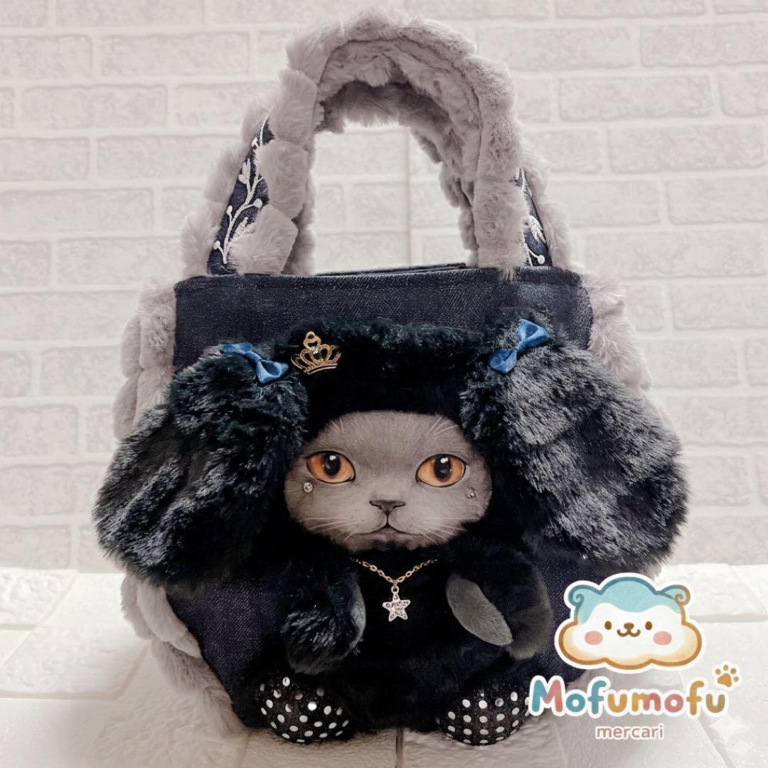 コヤンイサムチョン デニム × ファー トートバッグ 猫