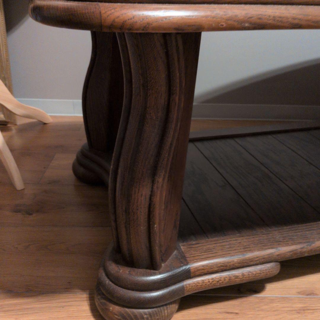 木製リビングテーブル 曲線デザイン ダークブラウン オランダ製