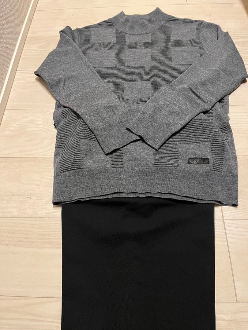 BLACK LABEL シャドーチェックニットとワイドパンツのセット