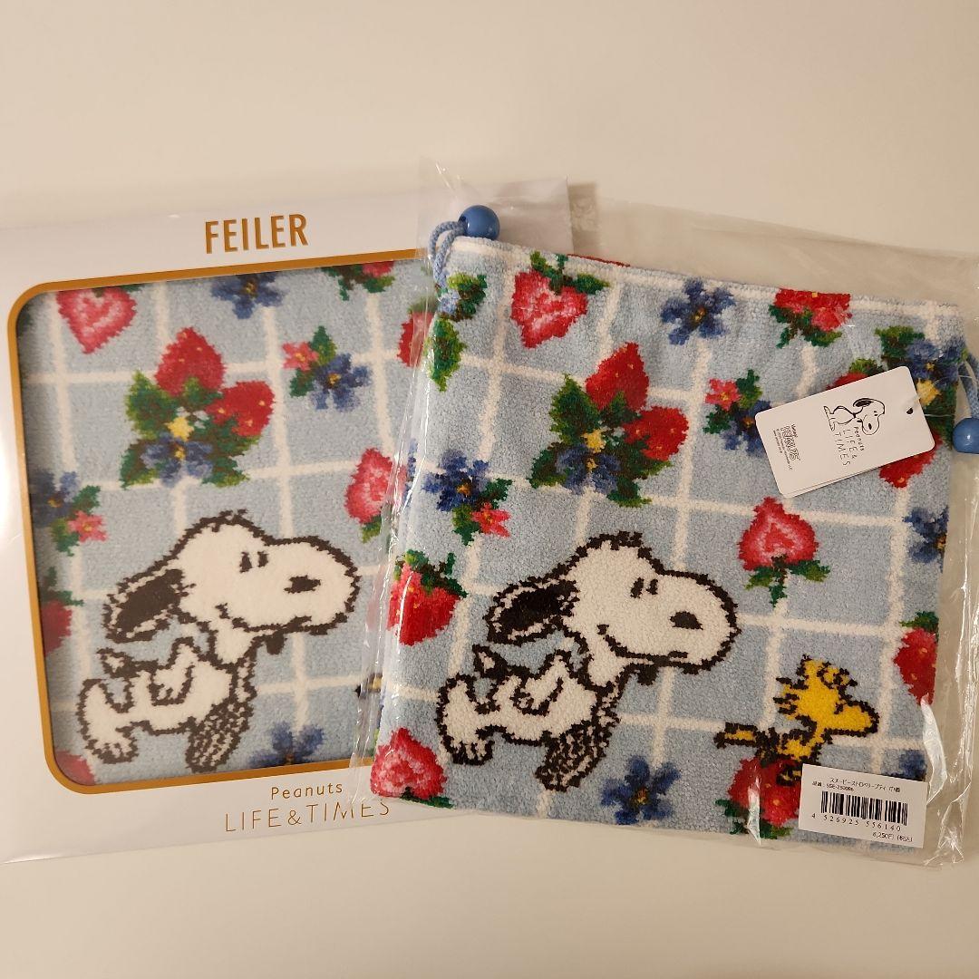 【新品】フェイラー×スヌーピー　ストロベリープティ　ハンカチ巾着セット　阪急限定