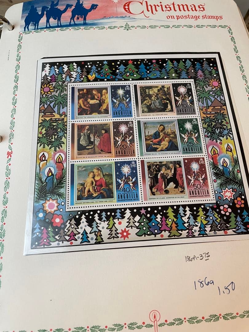ヴィンテージ　クリスマス切手　1960〜70年代　ジャンクジャーナル