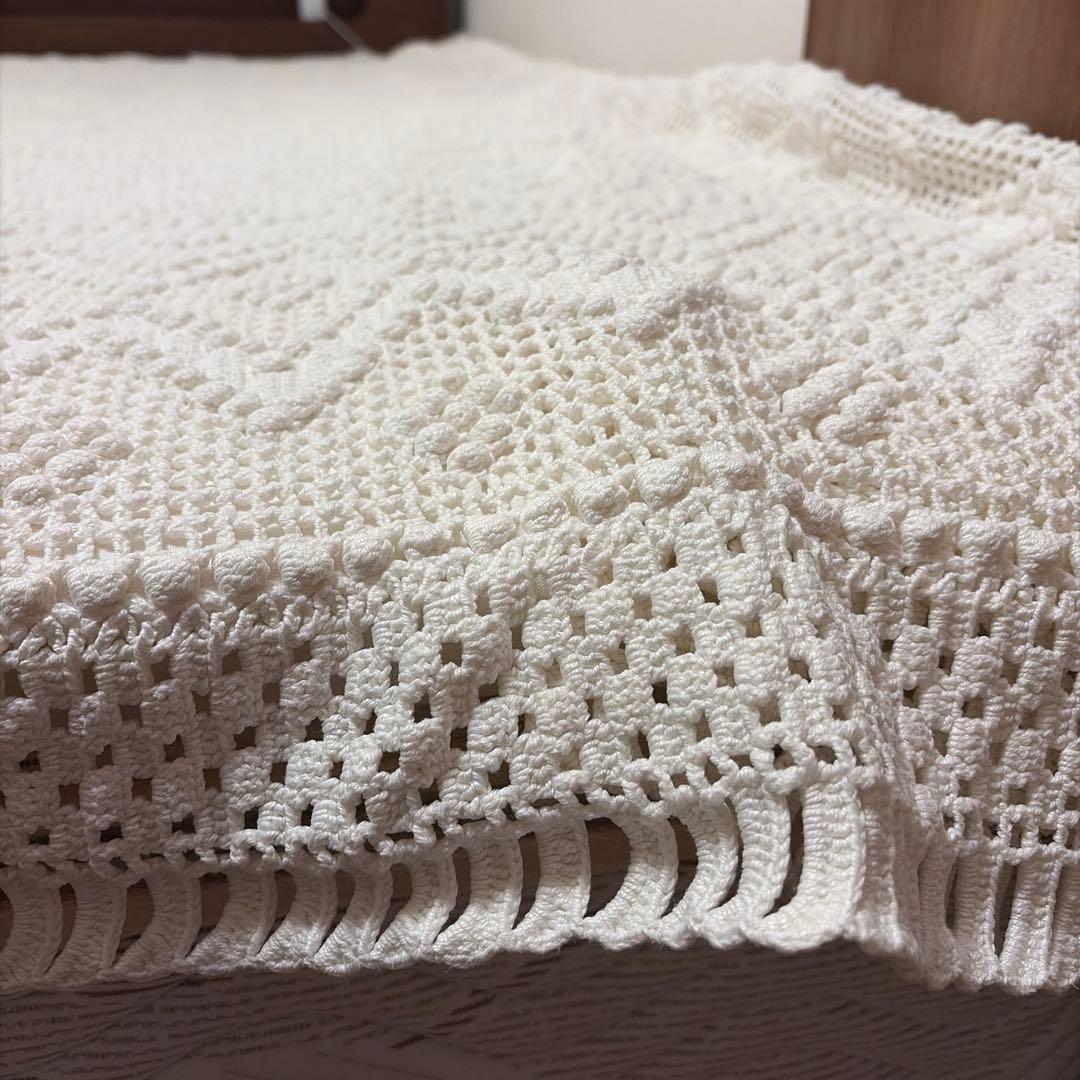 フランス蚤の市 アンティーク ベッドカバー クロシェ かぎ針編み