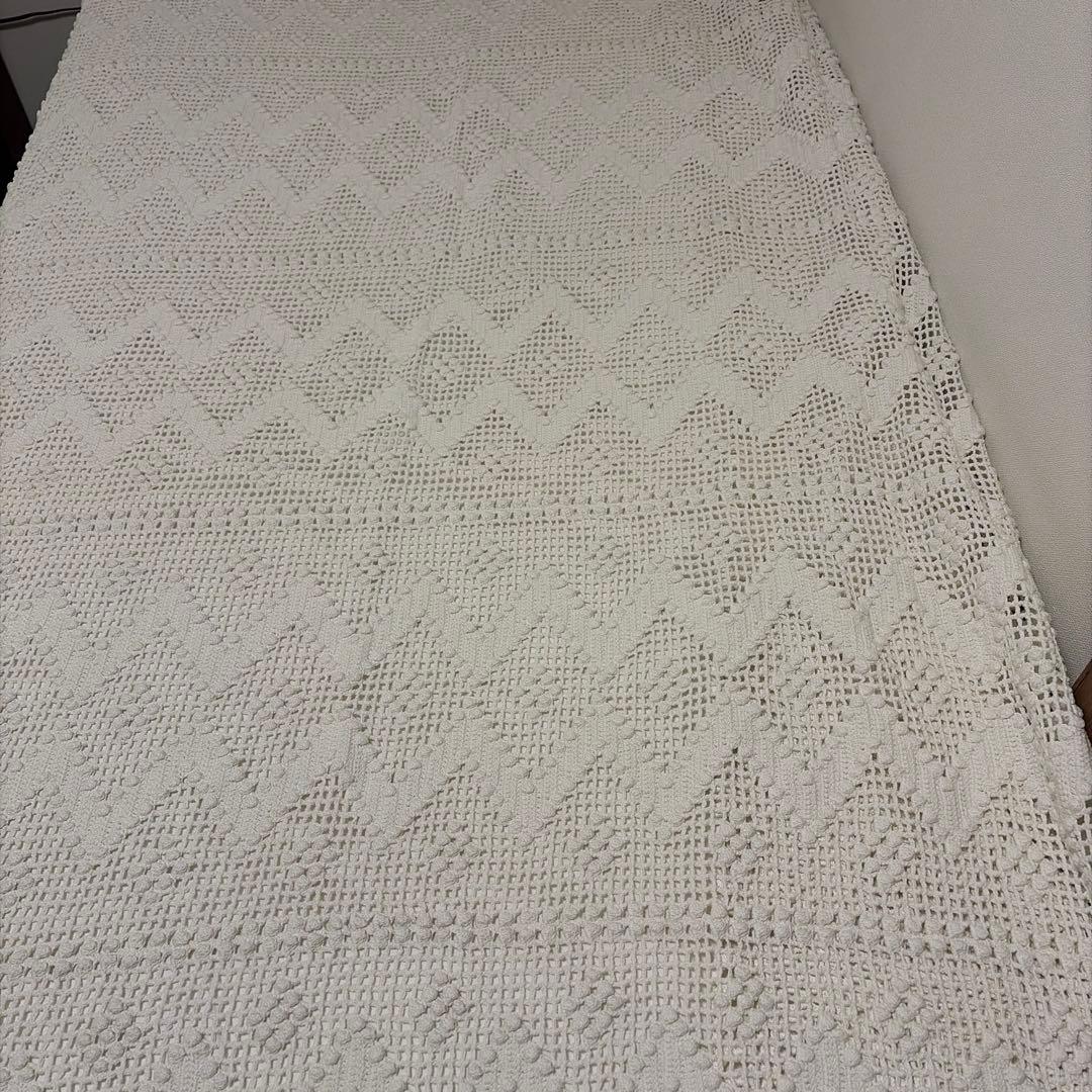 フランス蚤の市 アンティーク ベッドカバー クロシェ かぎ針編み