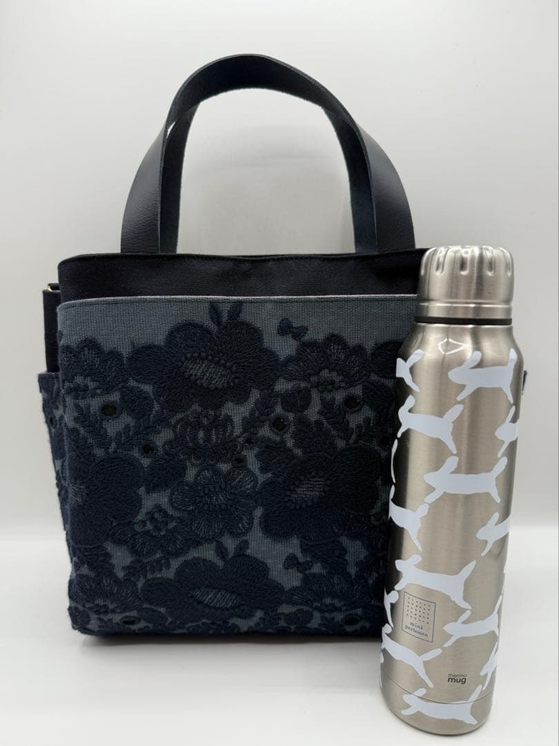 ミナペルホネン smileflower ハンドメイドバッグ スクエアトートバッグ