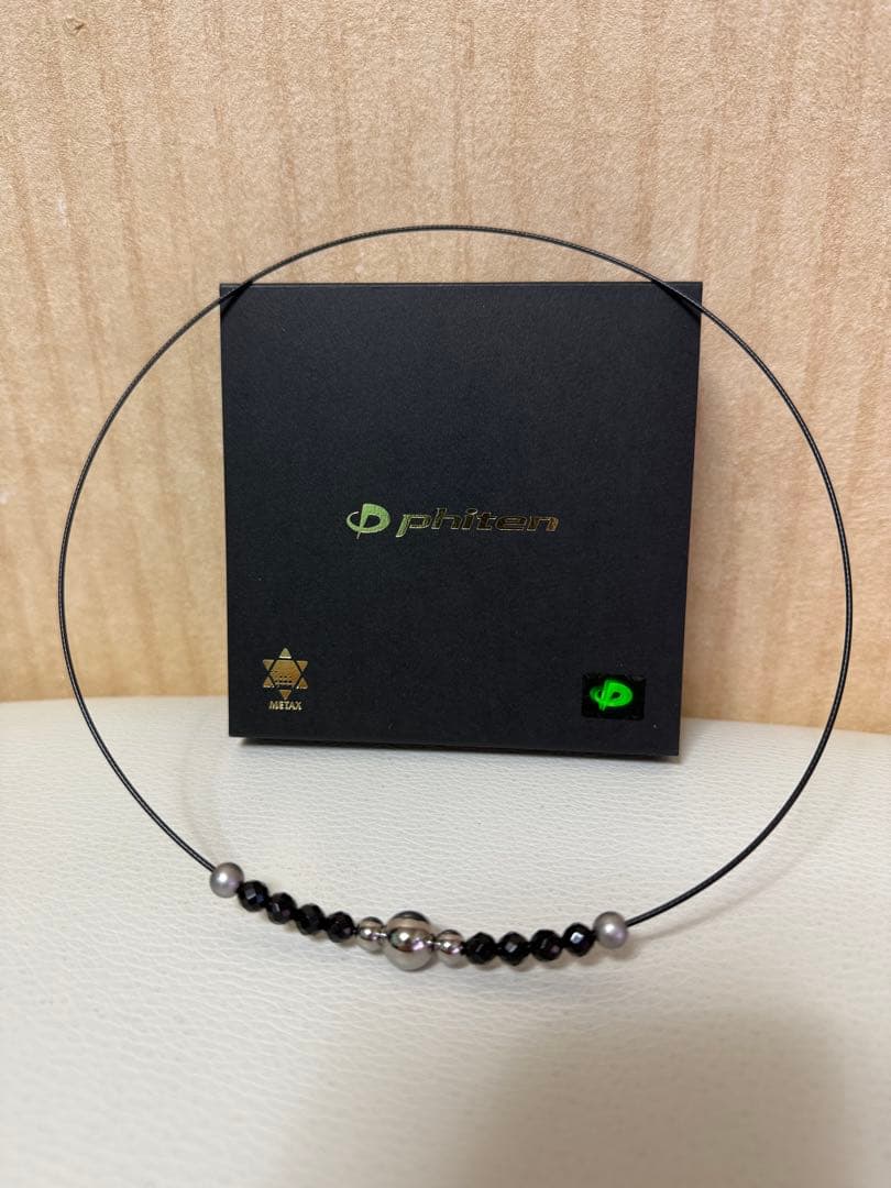 ファイテン ネックレス ワイヤー　オニキス　50センチ　ほぼ未使用